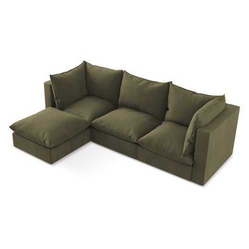 Canapé D'angle 3 Places Modulaire Gauche Manao En Tissu Texturé Olive