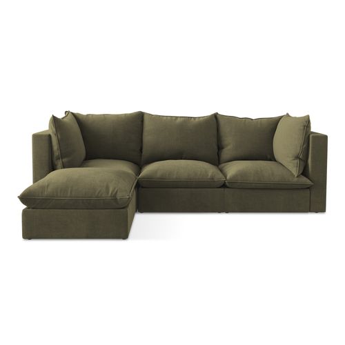 Canapé D'angle 3 Places Modulaire Gauche Manao En Tissu Texturé Olive