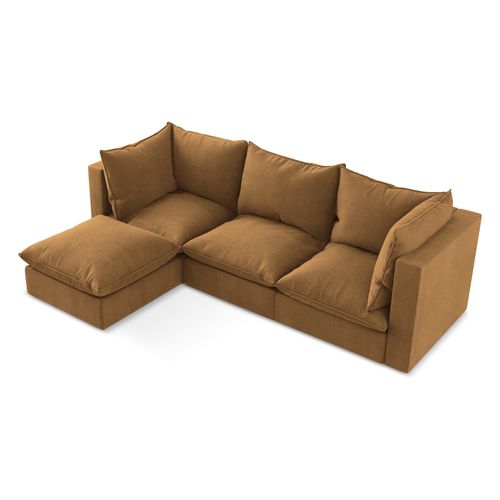 Canapé D'angle 3 Places Modulaire Gauche Manao En Tissu Texturé Terre Cuite