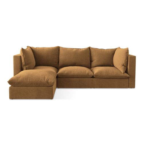 Canapé D'angle 3 Places Modulaire Gauche Manao En Tissu Texturé Terre Cuite