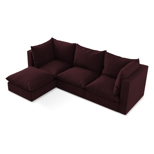 Canapé D'angle 3 Places Modulaire Gauche Manao En Tissu Texturé Bordeaux