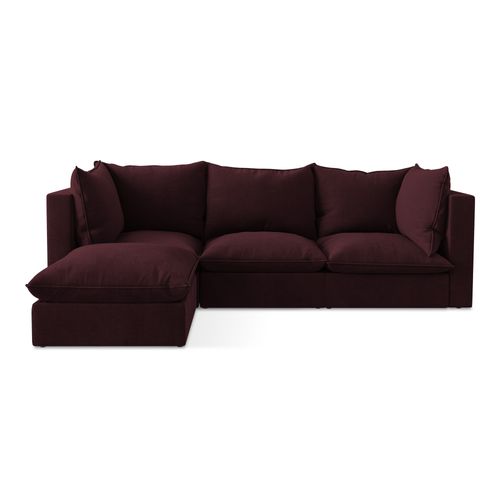 Canapé D'angle 3 Places Modulaire Gauche Manao En Tissu Texturé Bordeaux