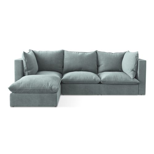 Canapé D'angle 3 Places Modulaire Gauche Manao En Tissu Texturé Jeans