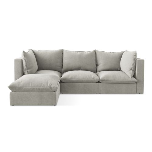 Canapé D'angle 3 Places Modulaire Gauche Manao En Tissu Texturé Gris Clair