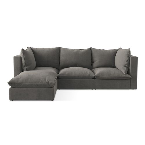 Canapé D'angle 3 Places Modulaire Gauche Manao En Tissu Texturé Gris Foncé