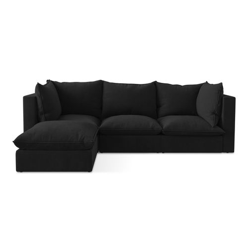 Canapé D'angle 3 Places Modulaire Gauche Manao En Tissu Texturé Noir