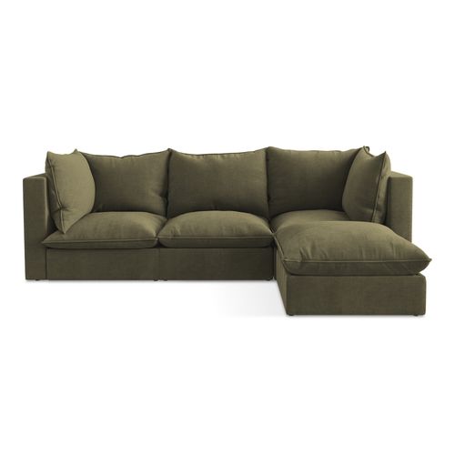 Canapé D'angle 3 Places Modulaire Droit Manao En Tissu Texturé Olive