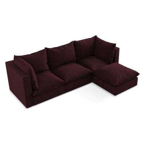 Canapé D'angle 3 Places Modulaire Droit Manao En Tissu Texturé Bordeaux