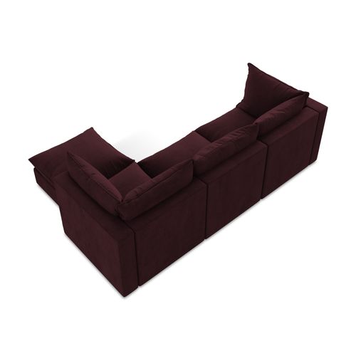 Canapé D'angle 3 Places Modulaire Droit Manao En Tissu Texturé Bordeaux