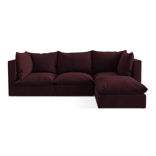 Canapé D'angle 3 Places Modulaire Droit Manao En Tissu Texturé Bordeaux