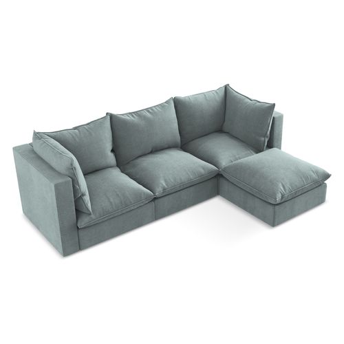 Canapé D'angle 3 Places Modulaire Droit Manao En Tissu Texturé Jeans