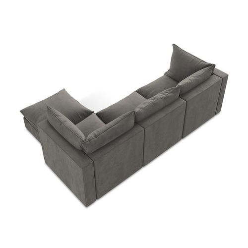 Canapé D'angle 3 Places Modulaire Droit Manao En Tissu Texturé Gris Foncé