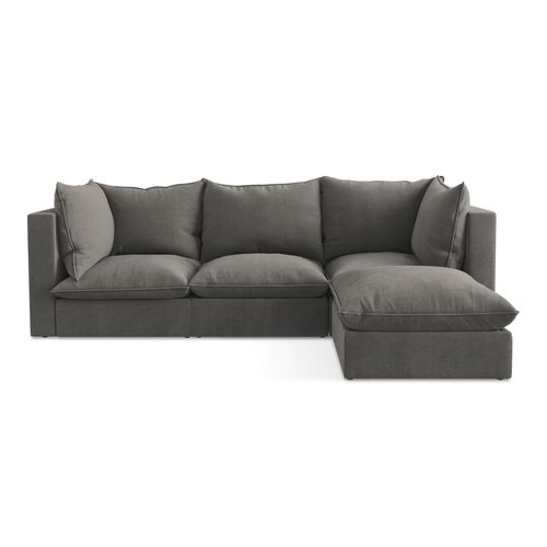 Canapé D'angle 3 Places Modulaire Droit Manao En Tissu Texturé Gris Foncé