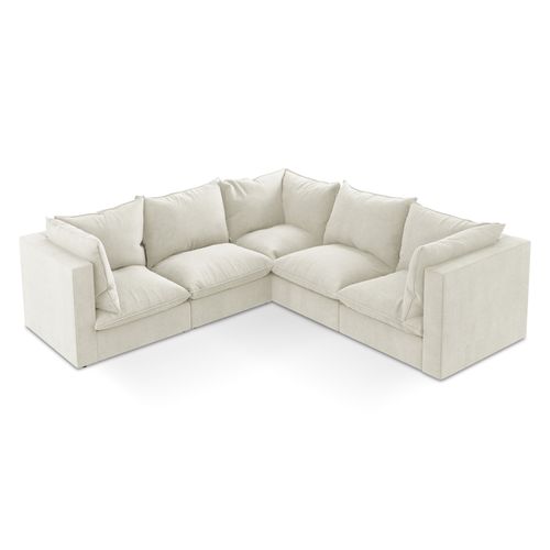 Canapé D'angle 4 Places Modulaire Manao En Tissu Texturé Beige