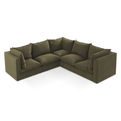 Canapé D'angle 4 Places Modulaire Manao En Tissu Texturé Olive