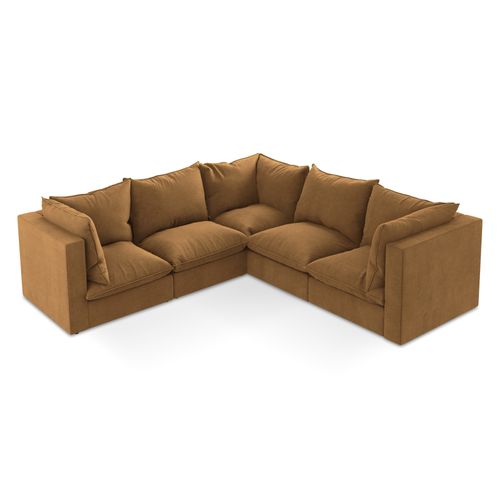 Canapé D'angle 4 Places Modulaire Manao En Tissu Texturé Terre Cuite