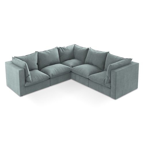 Canapé D'angle 4 Places Modulaire Manao En Tissu Texturé Jeans