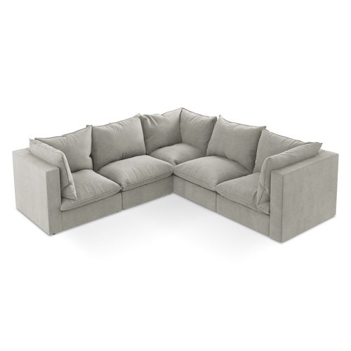 Canapé D'angle 4 Places Modulaire Manao En Tissu Texturé Gris Clair