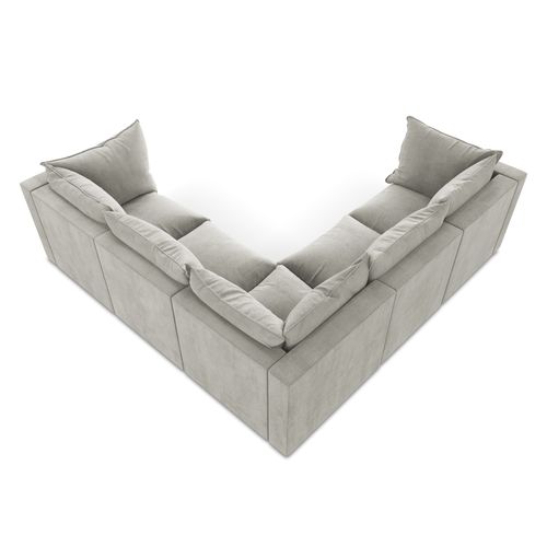 Canapé D'angle 4 Places Modulaire Manao En Tissu Texturé Gris Clair