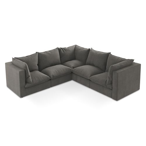 Canapé D'angle 4 Places Modulaire Manao En Tissu Texturé Gris Foncé