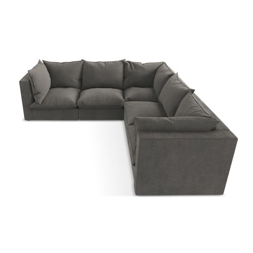 Canapé D'angle 4 Places Modulaire Manao En Tissu Texturé Gris Foncé