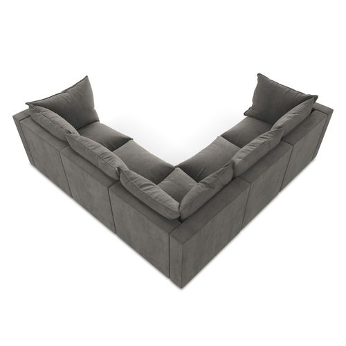 Canapé D'angle 4 Places Modulaire Manao En Tissu Texturé Gris Foncé