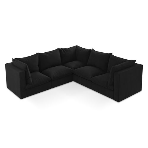 Canapé D'angle 4 Places Modulaire Manao En Tissu Texturé Noir