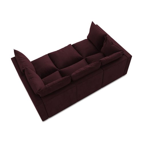 Canapé Modulable 3 Places Manao En Tissu Texturé Bordeaux