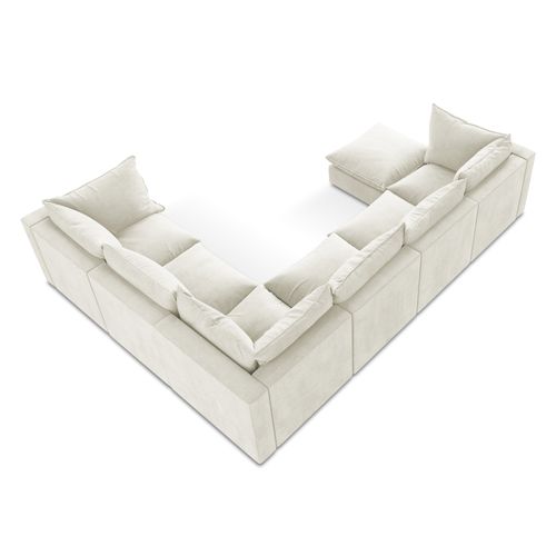 Canapé Panoramique 5 Places Modulaire Manao En Tissu Texturé Beige