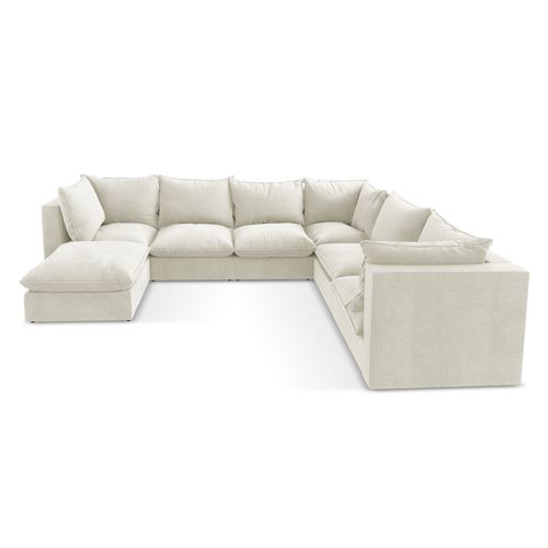 Canapé Panoramique 5 Places Modulaire Manao En Tissu Texturé Beige