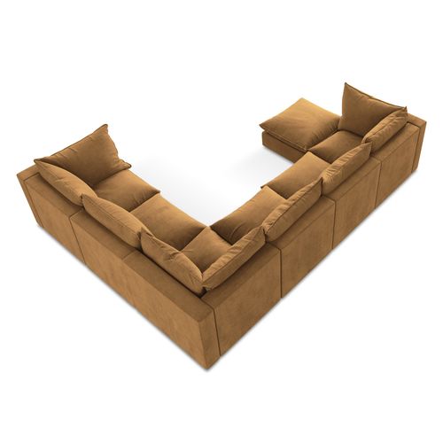 Canapé Panoramique 5 Places Modulaire Manao En Tissu Texturé Terre Cuite