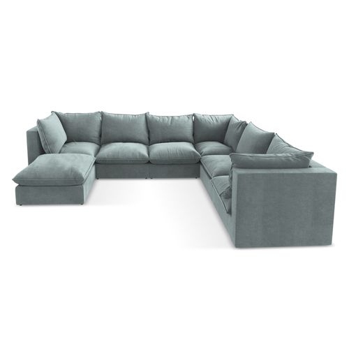 Canapé Panoramique 5 Places Modulaire Manao En Tissu Texturé Jeans