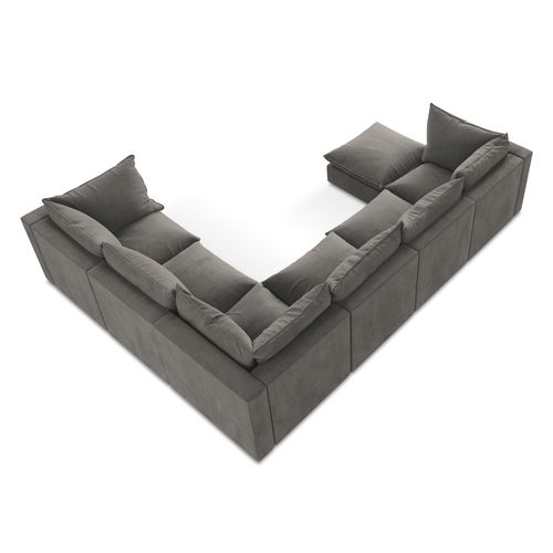 Canapé Panoramique 5 Places Modulaire Manao En Tissu Texturé Gris Foncé