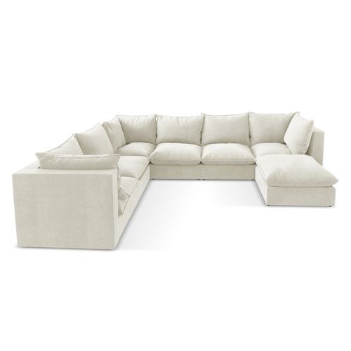Canapé Panoramique 5 Places Modulaire Manao En Tissu Texturé Beige