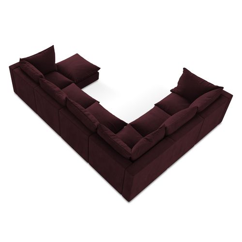 Canapé Panoramique 5 Places Modulaire Manao En Tissu Texturé Bordeaux