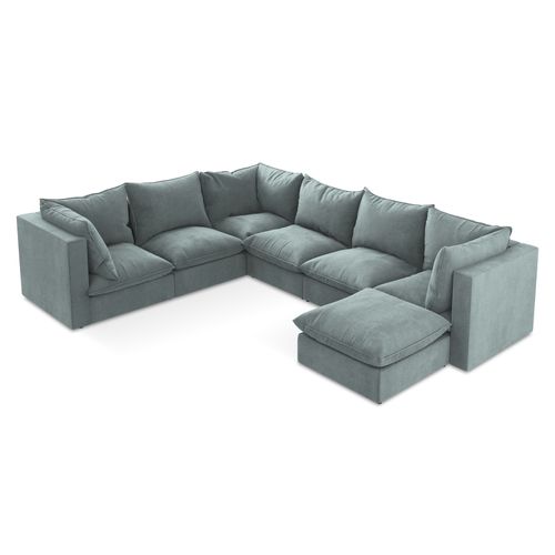 Canapé Panoramique 5 Places Modulaire Manao En Tissu Texturé Jeans