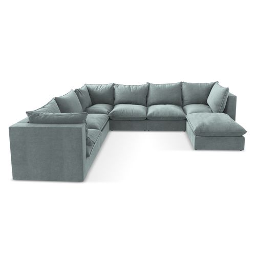 Canapé Panoramique 5 Places Modulaire Manao En Tissu Texturé Jeans