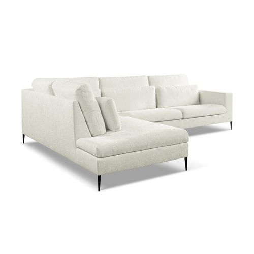 Canapé D’angle 4 Places Gauche Akala En Tissu Chenille Beige Clair