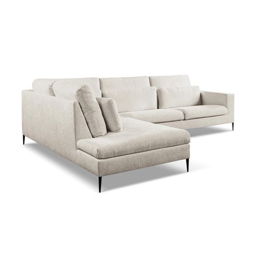 Canapé D’angle 4 Places Gauche Akala En Tissu Chenille Beige