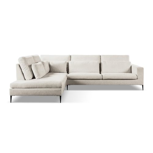 Canapé D’angle 4 Places Gauche Akala En Tissu Chenille Beige