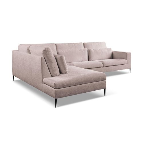 Canapé D’angle 4 Places Gauche Akala En Tissu Chenille Rose Poudré