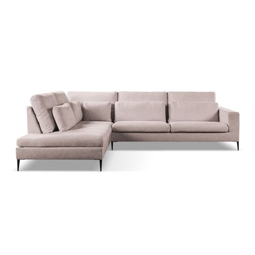 Canapé D’angle 4 Places Gauche Akala En Tissu Chenille Rose Poudré