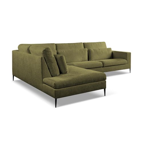 Canapé D’angle 4 Places Gauche Akala En Tissu Chenille Olive