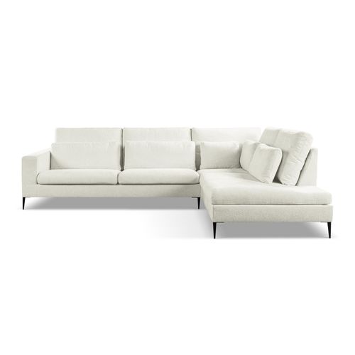 Canapé D’angle 4 Places Droit Akala En Tissu Chenille Beige Clair