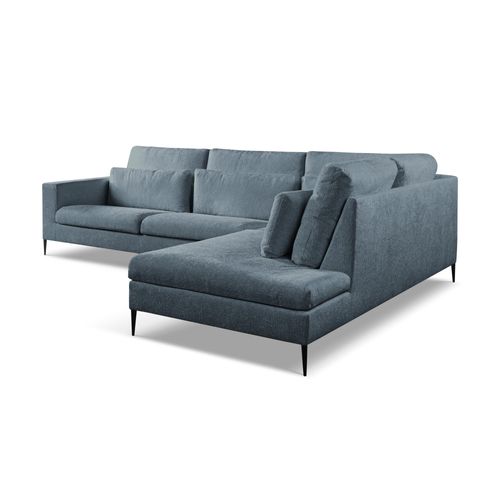 Canapé D’angle 4 Places Droit Akala En Tissu Chenille Bleu