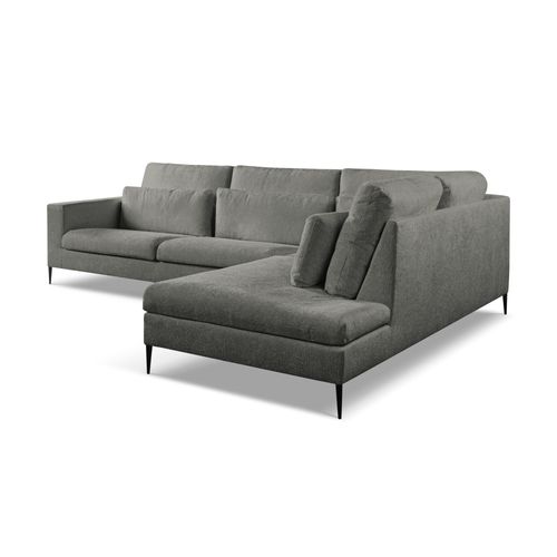 Canapé D’angle 4 Places Droit Akala En Tissu Chenille Gris Foncé