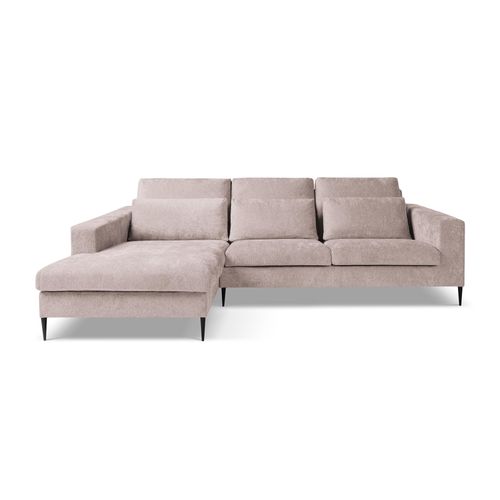 Canapé D’angle 3 Places Gauche Akala En Tissu Chenille Rose Poudré