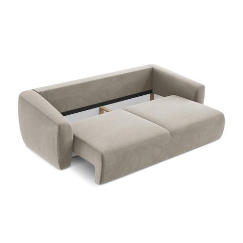 Canapé 3 Places Convertible Guava En Velours Taupe