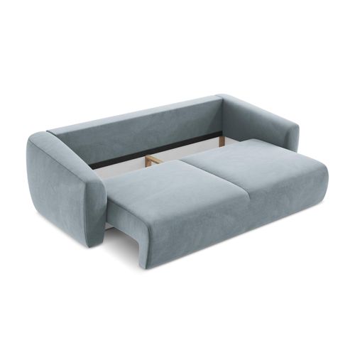 Canapé 3 Places Convertible Guava En Velours Bleu Clair