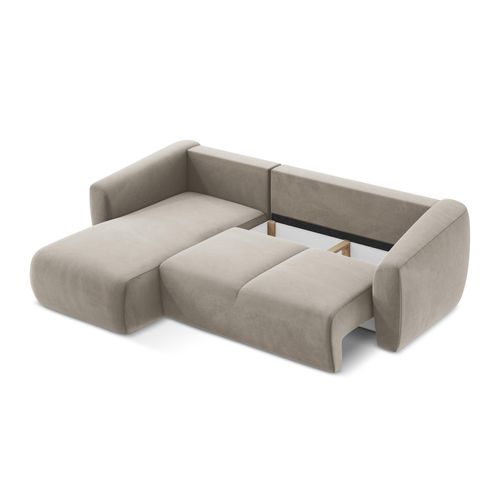 Canapé D’angle 3 Places Gauche Convertible Guava En Velours Taupe